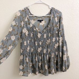 Floral printed peplum blouse